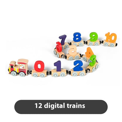 Children's Magnetic Car Small Locomotive Wooden 5 Theme Educational Wooden Toys