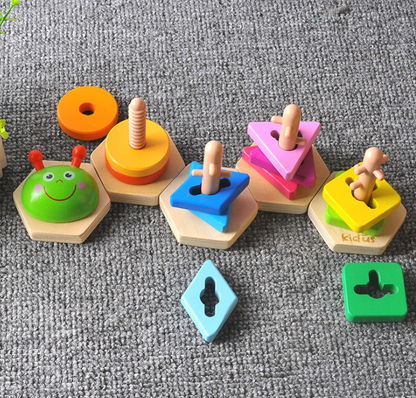 Montessori Wooden Shape Stacking Puzzle