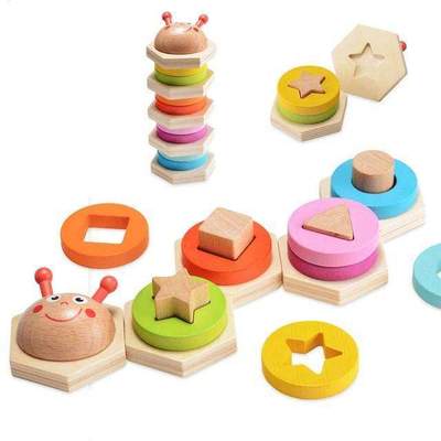 Montessori Wooden Shape Stacking Puzzle