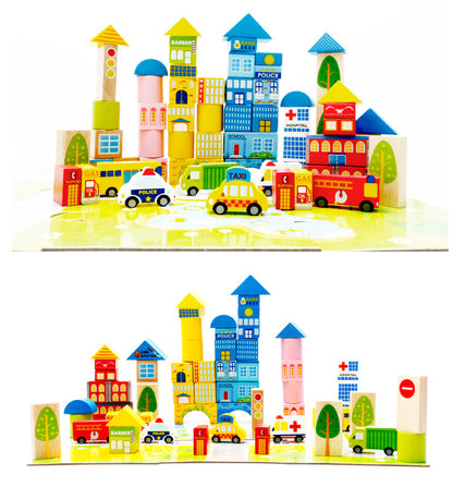 Children's Traffic-Themed Wooden Blocks