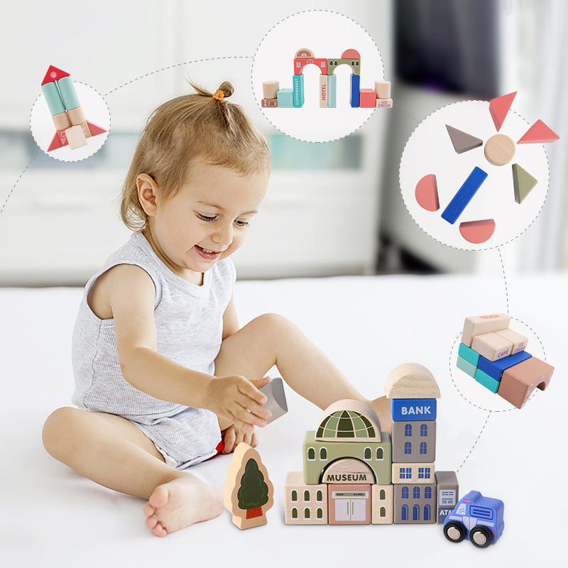 Montessori Wooden Building Blocks Set