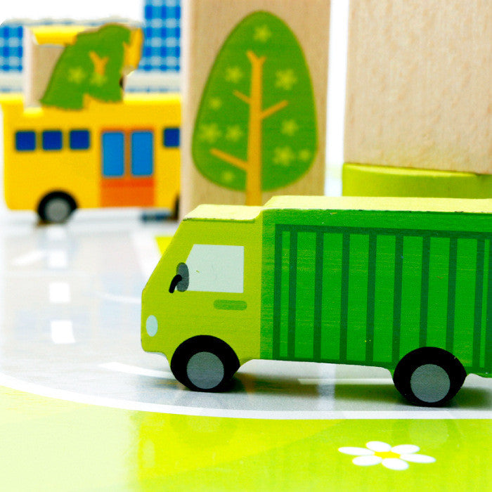 Children's Traffic-Themed Wooden Blocks