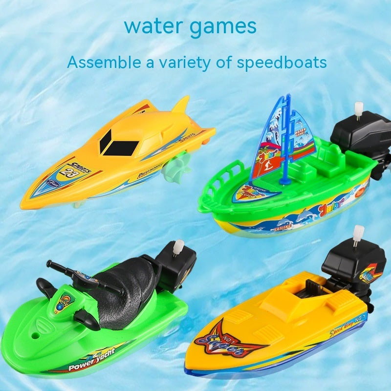 Baby Color Cognition Yacht Speedboat Sailing Motor Boat Summer Water Bath Toys